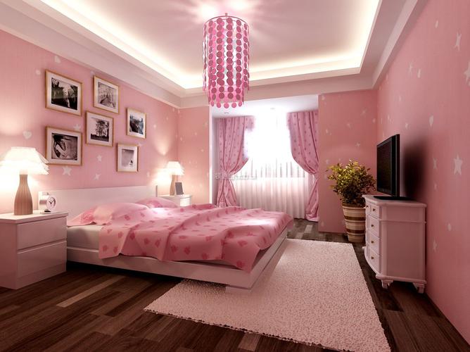 现代风格190平米复式粉色卧室装修效果图