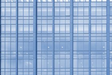 蓝色玻璃窗户现代写字楼建筑空间